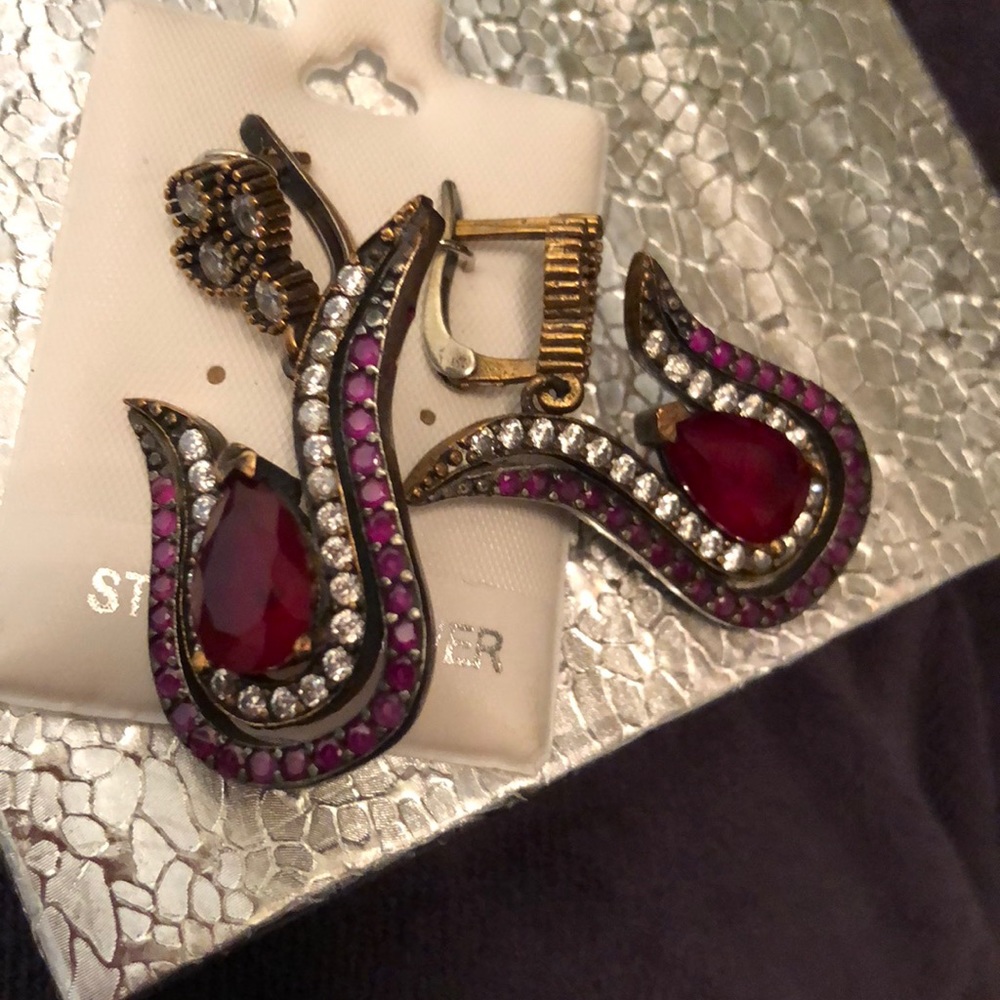 Ruby Ring Set With Earrings From India- Indian Je… - image 2